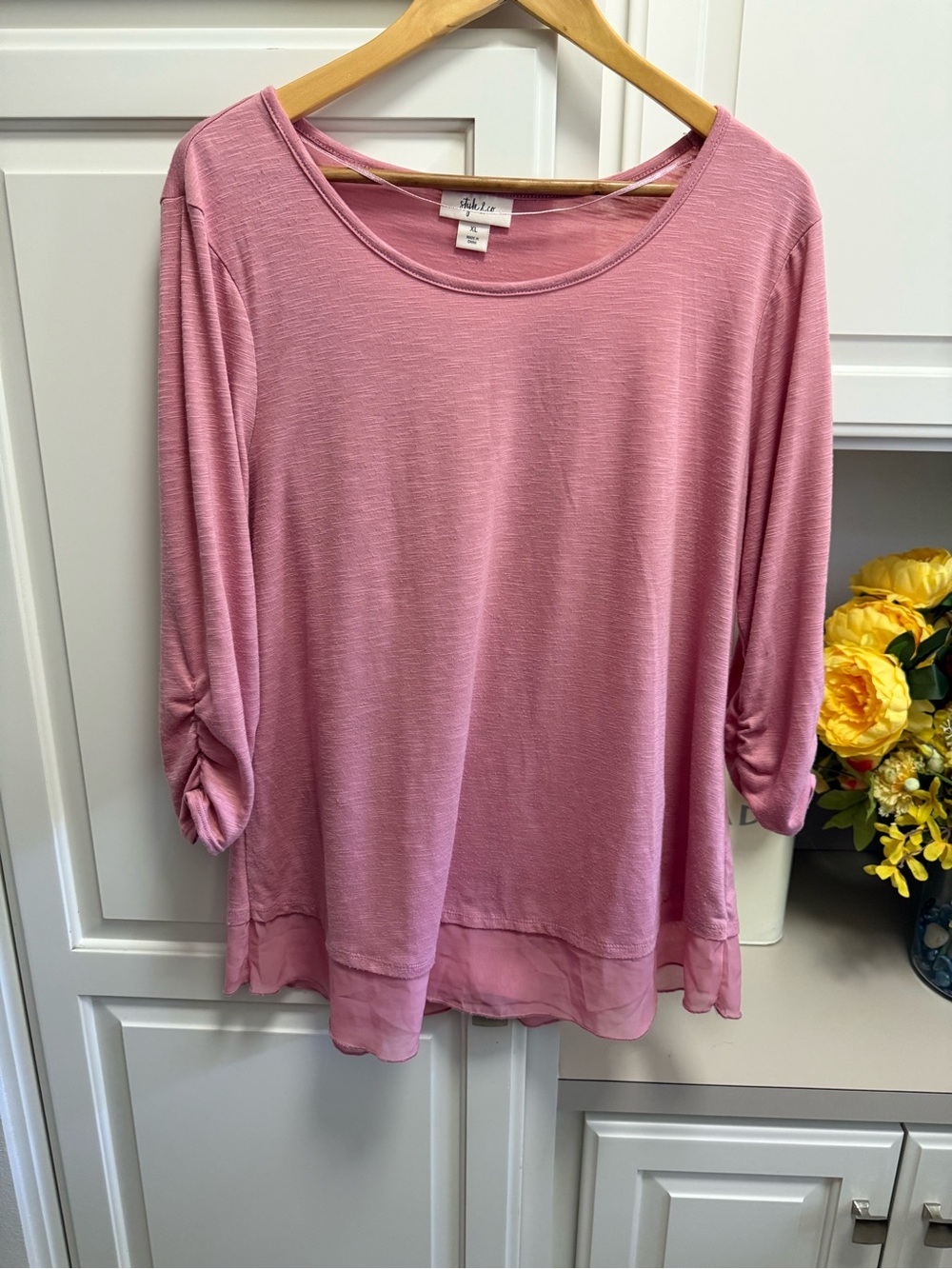 Style & Co. Pink Long Sleeve Scoop Neck Top